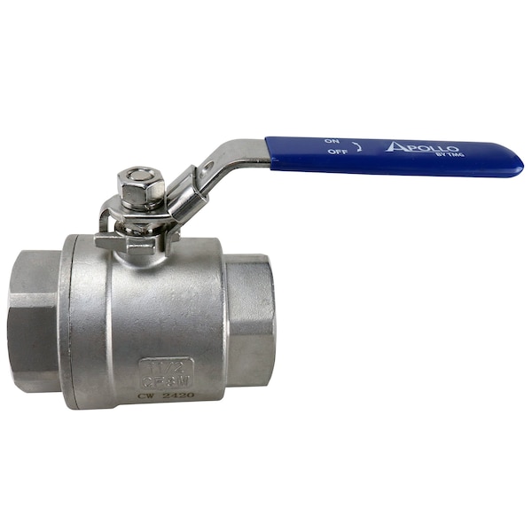 1-1/2 In. Stainless Steel FNPT X FNPT Full-Port Ball Valve With Latch Lock Lever